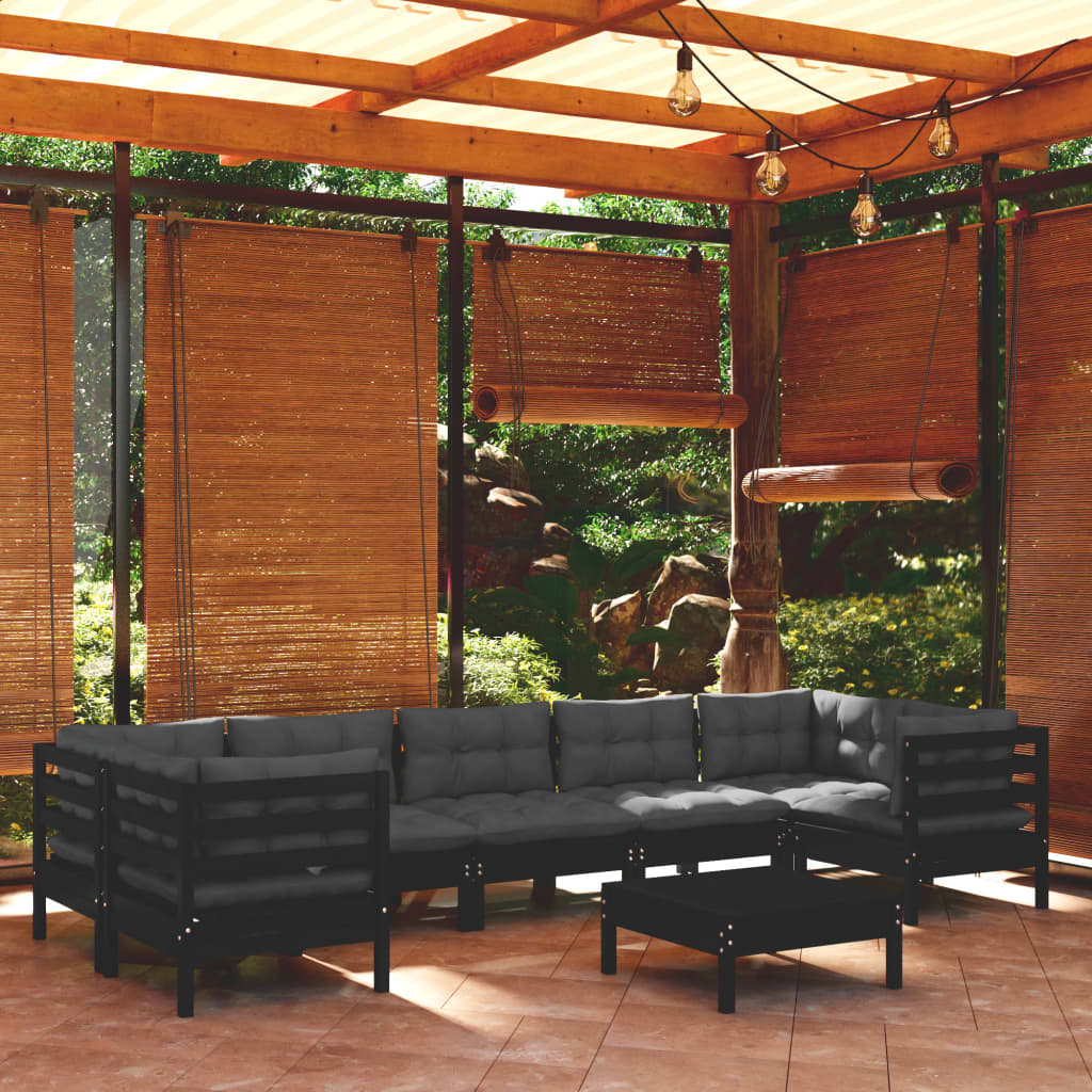 8720286870914_m_en_hd_1 vidaXL 8 Piece Garden Lounge Set with Cushions Black Pinewood - Image 1