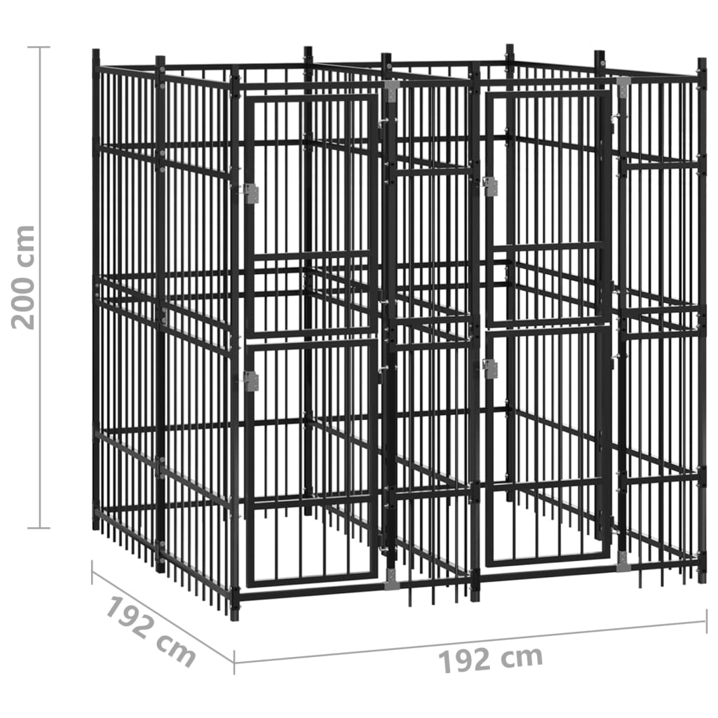 8720286871164_g_en_hd_6 vidaXL Outdoor Dog Kennel Steel 3.69 m² - Image 7