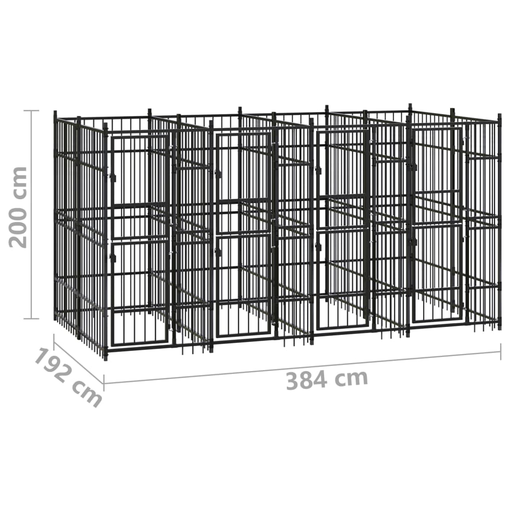8720286871188_g_en_hd_6 vidaXL Outdoor Dog Kennel Steel 7.37 m² - Image 7