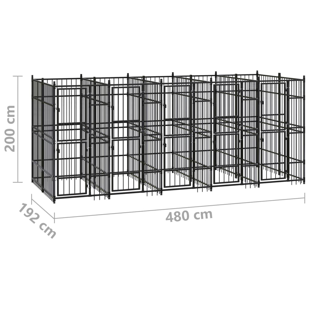 8720286871195_g_en_hd_6 vidaXL Outdoor Dog Kennel Steel 9.22 m² - Image 7