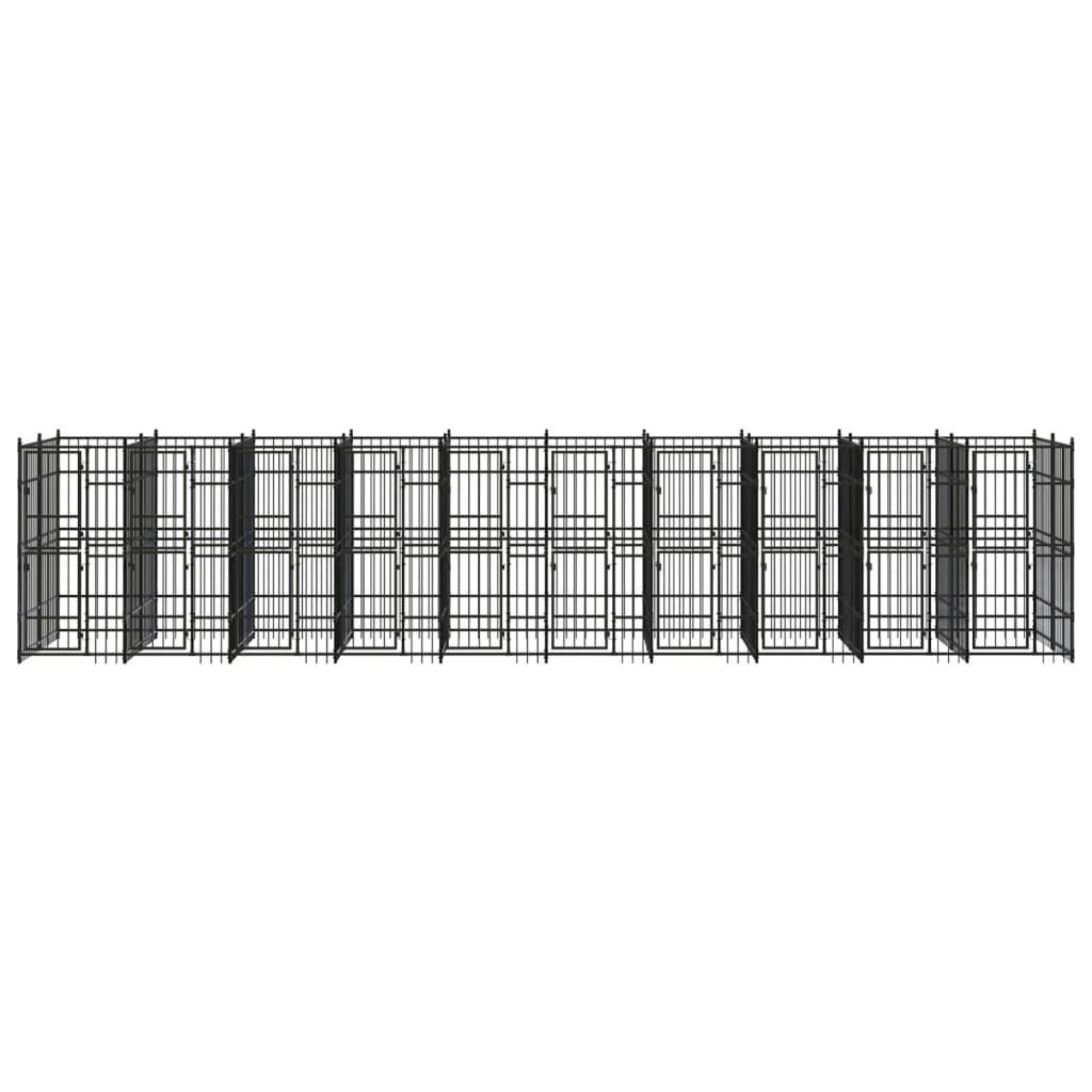 8720286871249_g_en_hd_1 vidaXL Outdoor Dog Kennel Steel 18.43 m² - Image 2