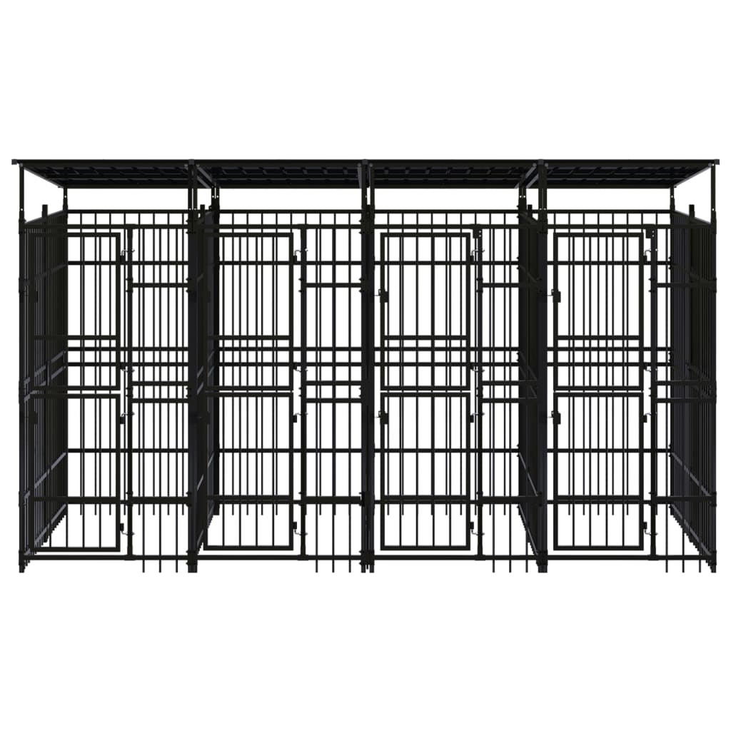 8720286871287_g_en_hd_1 vidaXL Outdoor Dog Kennel with Roof Steel 7.37 m² - Image 2
