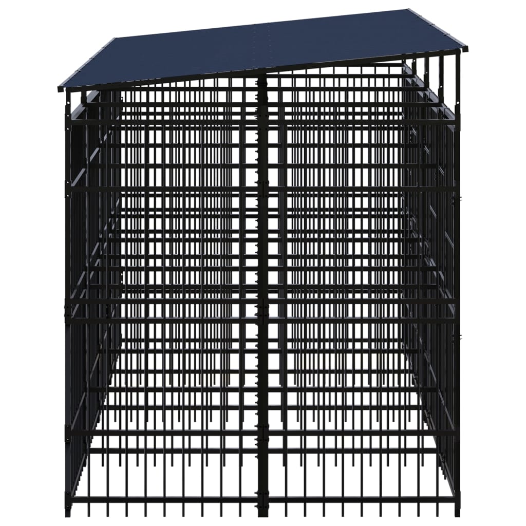 8720286871287_g_en_hd_2 vidaXL Outdoor Dog Kennel with Roof Steel 7.37 m² - Image 3