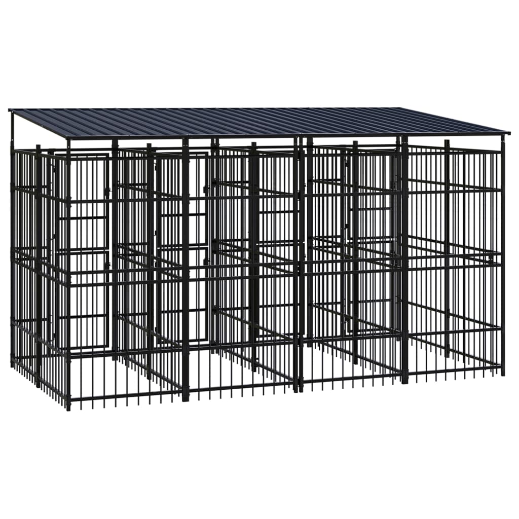 8720286871287_g_en_hd_3 vidaXL Outdoor Dog Kennel with Roof Steel 7.37 m² - Image 4