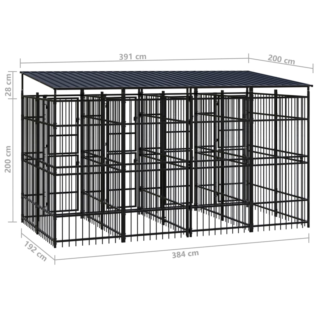 8720286871287_g_en_hd_7 vidaXL Outdoor Dog Kennel with Roof Steel 7.37 m² - Image 8