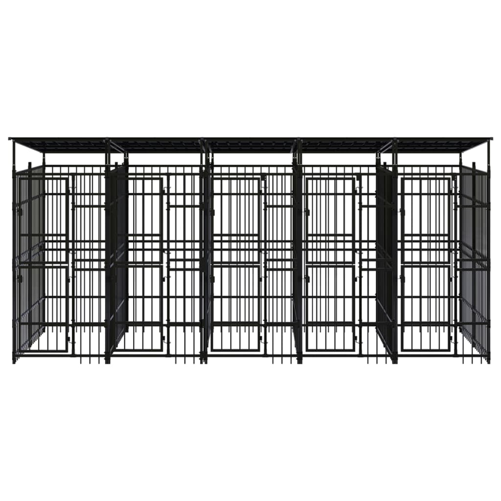 8720286871294_g_en_hd_1 vidaXL Outdoor Dog Kennel with Roof Steel 9.22 m² - Image 2