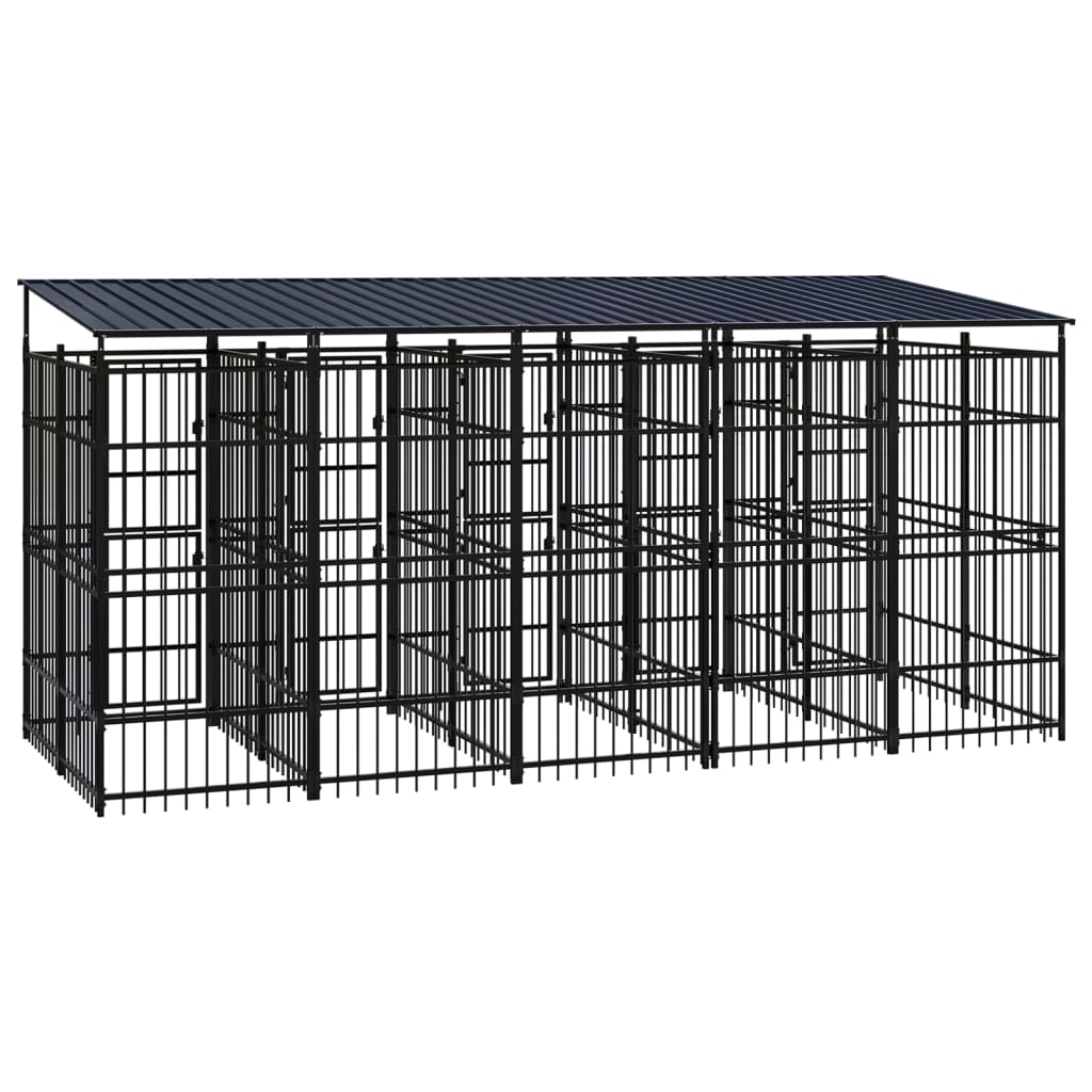 8720286871294_g_en_hd_3 vidaXL Outdoor Dog Kennel with Roof Steel 9.22 m² - Image 4