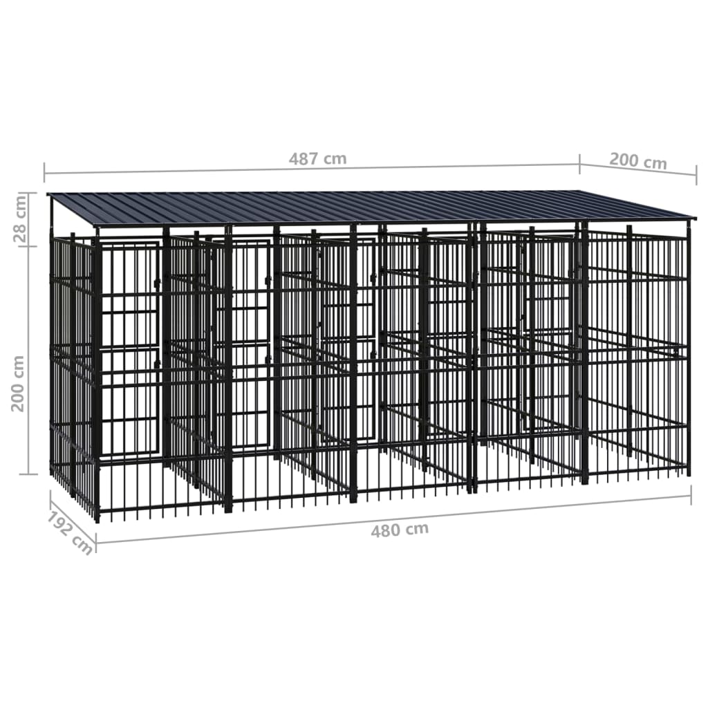 8720286871294_g_en_hd_7 vidaXL Outdoor Dog Kennel with Roof Steel 9.22 m² - Image 8