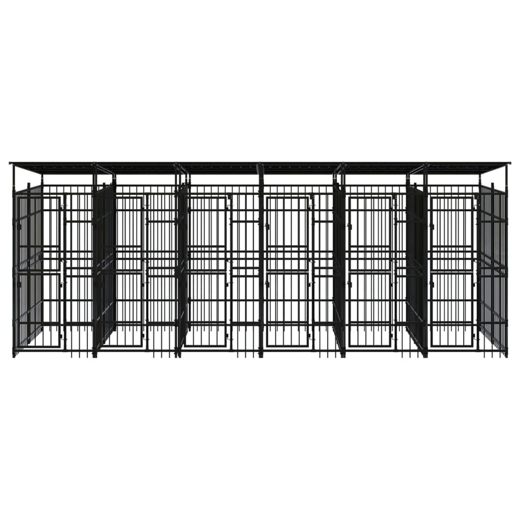 8720286871300_g_en_hd_1 vidaXL Outdoor Dog Kennel with Roof Steel 11.06 m² - Image 2