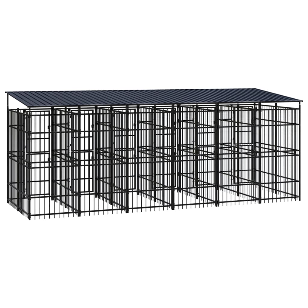 8720286871300_g_en_hd_3 vidaXL Outdoor Dog Kennel with Roof Steel 11.06 m² - Image 4