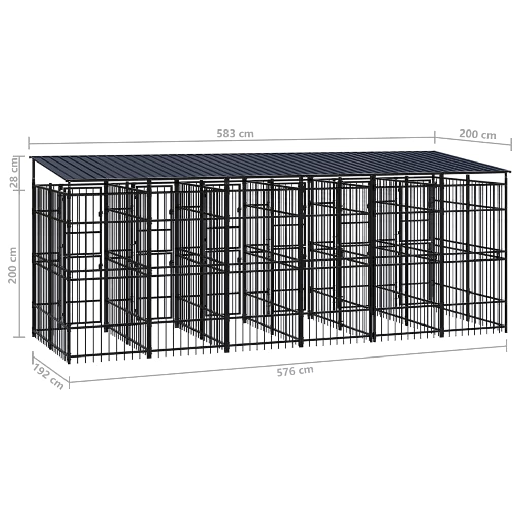 8720286871300_g_en_hd_7 vidaXL Outdoor Dog Kennel with Roof Steel 11.06 m² - Image 8
