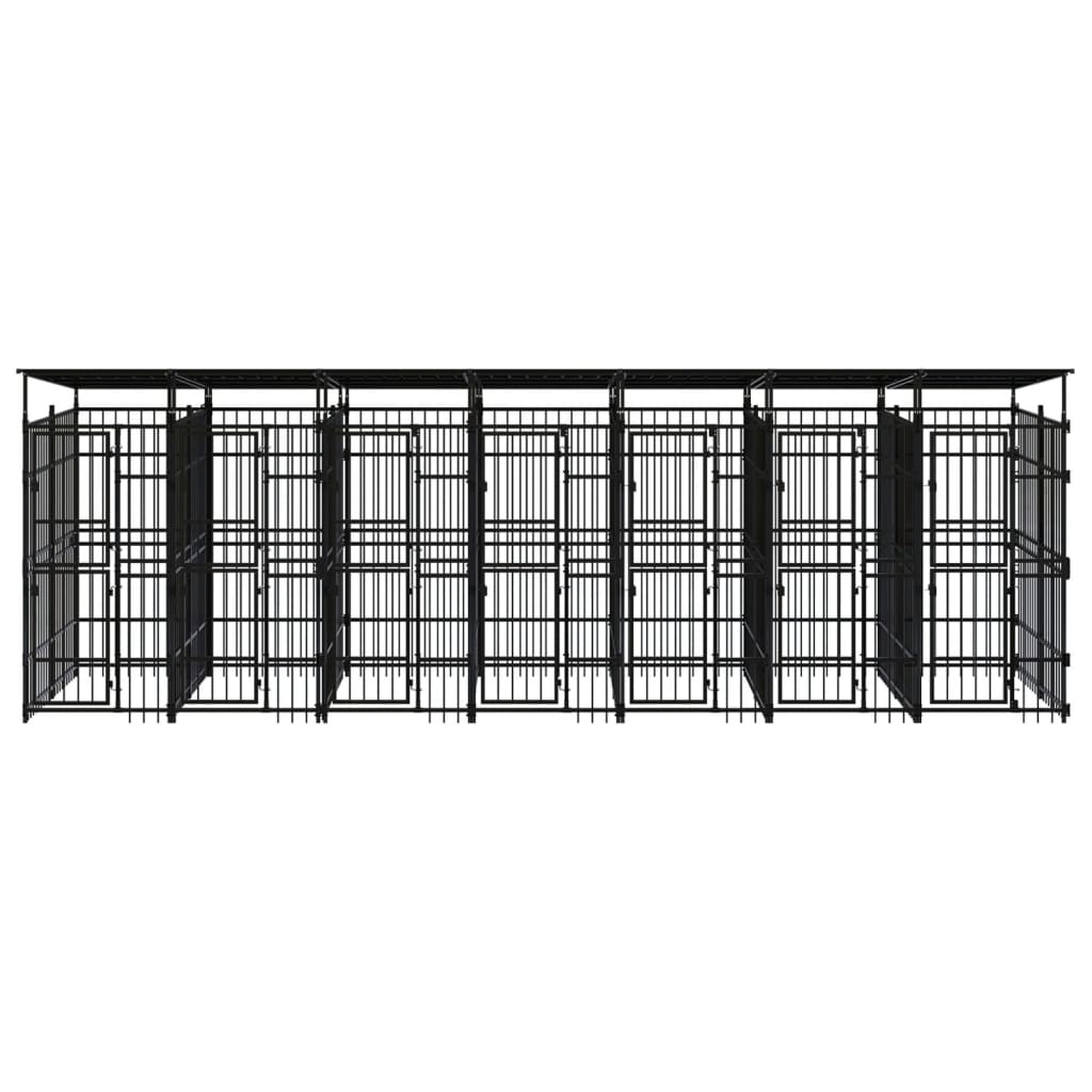 8720286871317_g_en_hd_1 vidaXL Outdoor Dog Kennel with Roof Steel 12.9 m² - Image 2