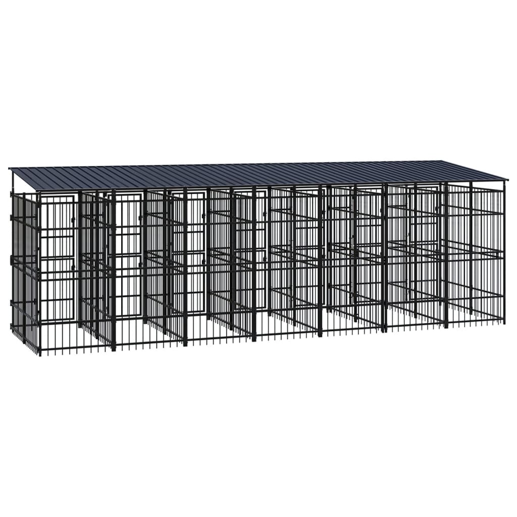 8720286871317_g_en_hd_3 vidaXL Outdoor Dog Kennel with Roof Steel 12.9 m² - Image 4