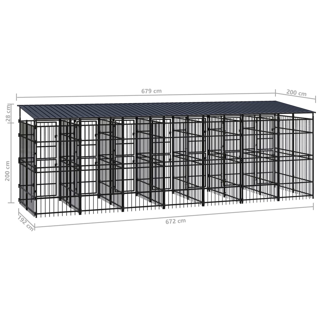 8720286871317_g_en_hd_7 vidaXL Outdoor Dog Kennel with Roof Steel 12.9 m² - Image 8