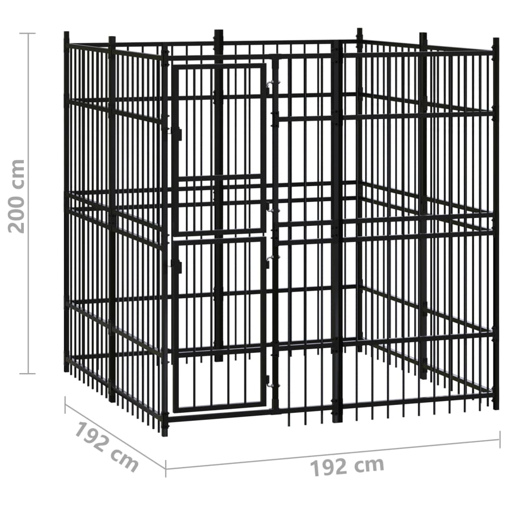 8720286871355_g_en_hd_6 vidaXL Outdoor Dog Kennel Steel 3.69 m² - Image 7
