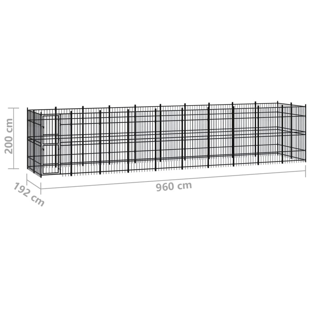 8720286871430_g_en_hd_6 vidaXL Outdoor Dog Kennel Steel 18.43 m² - Image 7