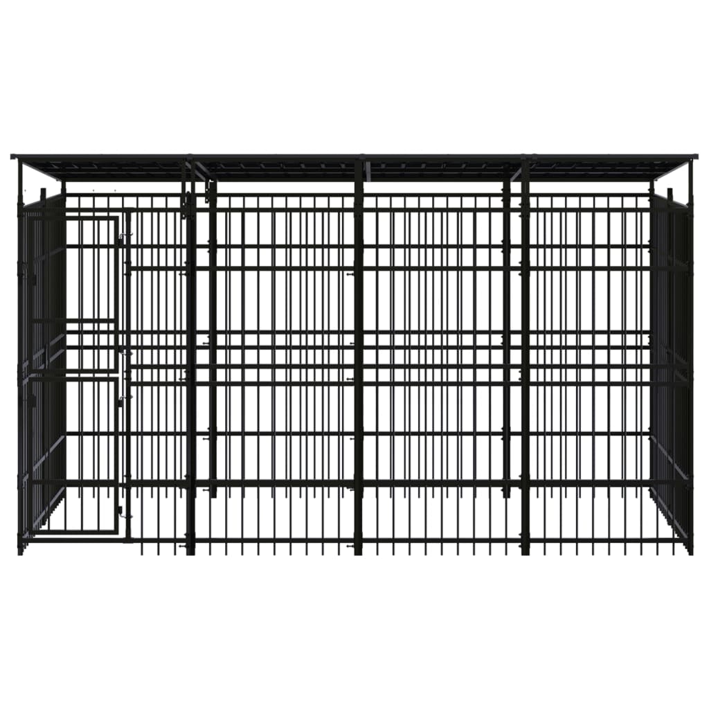 8720286871461_g_en_hd_1 vidaXL Outdoor Dog Kennel with Roof Steel 7.37 m² - Image 2