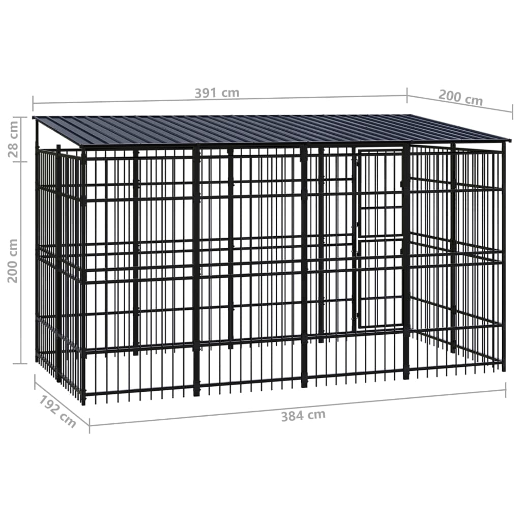 8720286871461_g_en_hd_7 vidaXL Outdoor Dog Kennel with Roof Steel 7.37 m² - Image 8