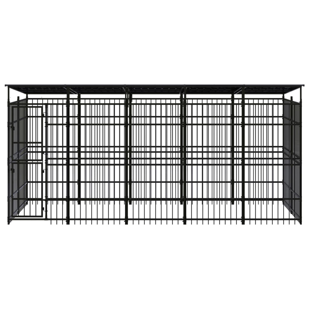 8720286871478_g_en_hd_1 vidaXL Outdoor Dog Kennel with Roof Steel 9.22 m² - Image 2
