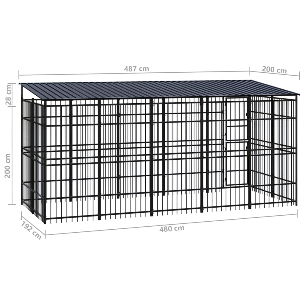 8720286871478_g_en_hd_7 vidaXL Outdoor Dog Kennel with Roof Steel 9.22 m² - Image 8