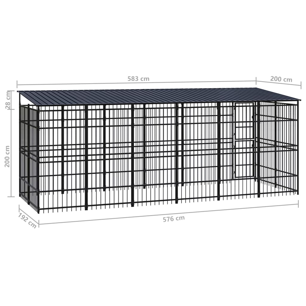 8720286871485_g_en_hd_7 vidaXL Outdoor Dog Kennel with Roof Steel 11.06 m² - Image 8