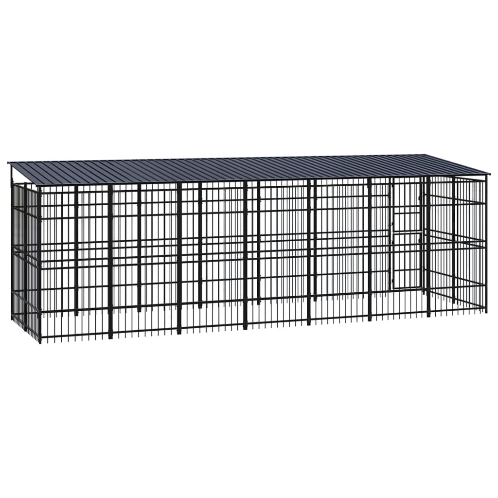 8720286871492_g_en_hd_3 vidaXL Outdoor Dog Kennel with Roof Steel 12.9 m² - Image 4