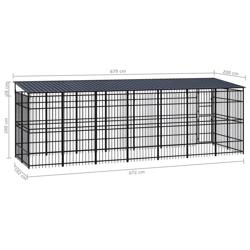8720286871492_g_en_hd_7 vidaXL Outdoor Dog Kennel with Roof Steel 12.9 m² - Image 8