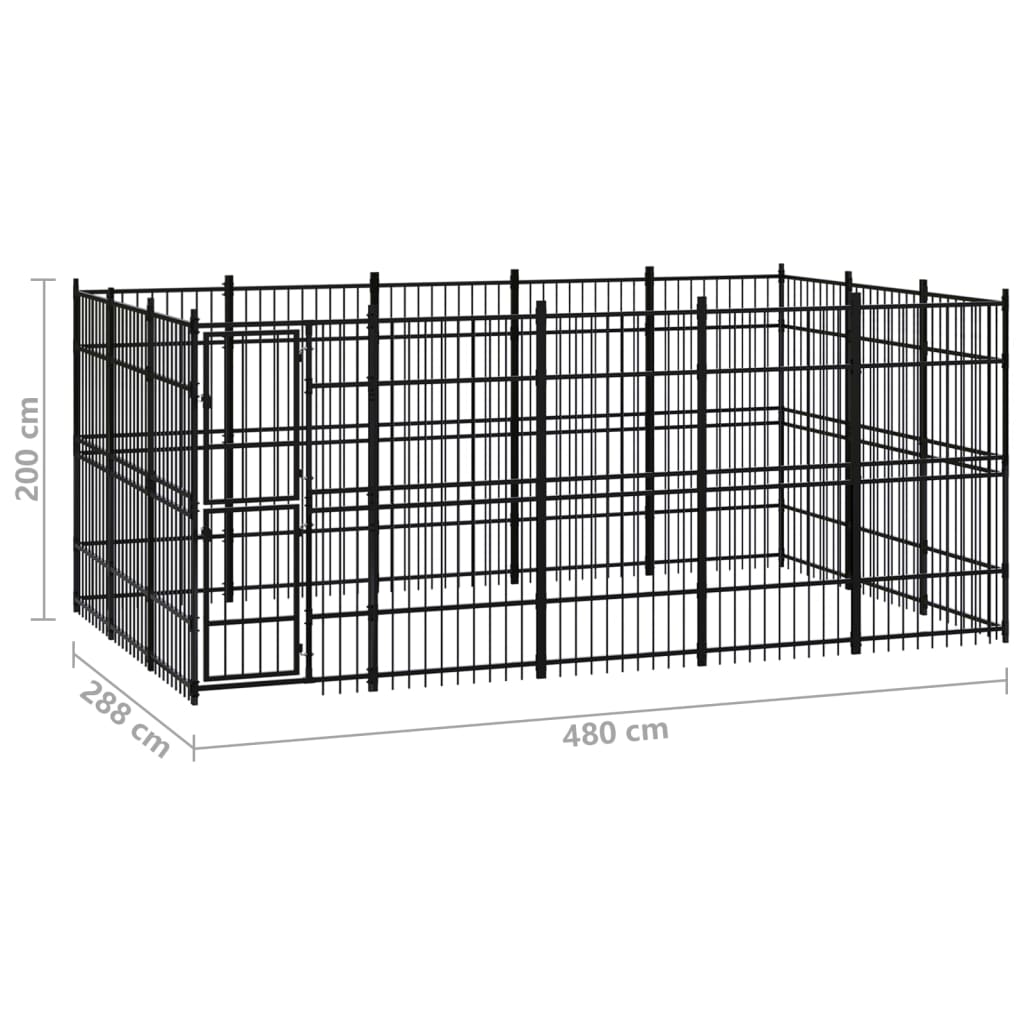8720286871553_g_en_hd_6 vidaXL Outdoor Dog Kennel Steel 13.82 m² - Image 7