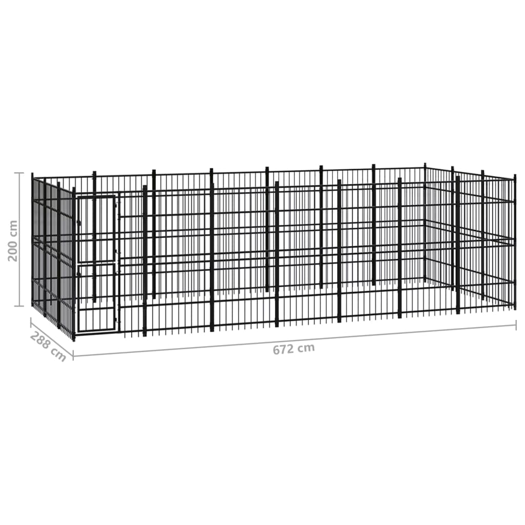 8720286871577_g_en_hd_6 vidaXL Outdoor Dog Kennel Steel 19.35 m² - Image 7