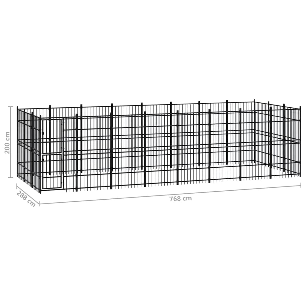 8720286871584_g_en_hd_6 vidaXL Outdoor Dog Kennel Steel 22.12 m² - Image 7