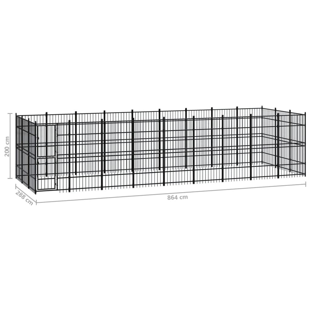 8720286871591_g_en_hd_6 vidaXL Outdoor Dog Kennel Steel 24.88 m² - Image 7