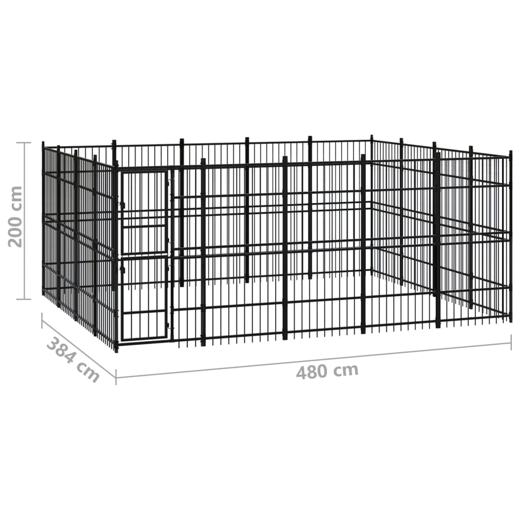 8720286871621_g_en_hd_6 vidaXL Outdoor Dog Kennel Steel 18.43 m² - Image 7
