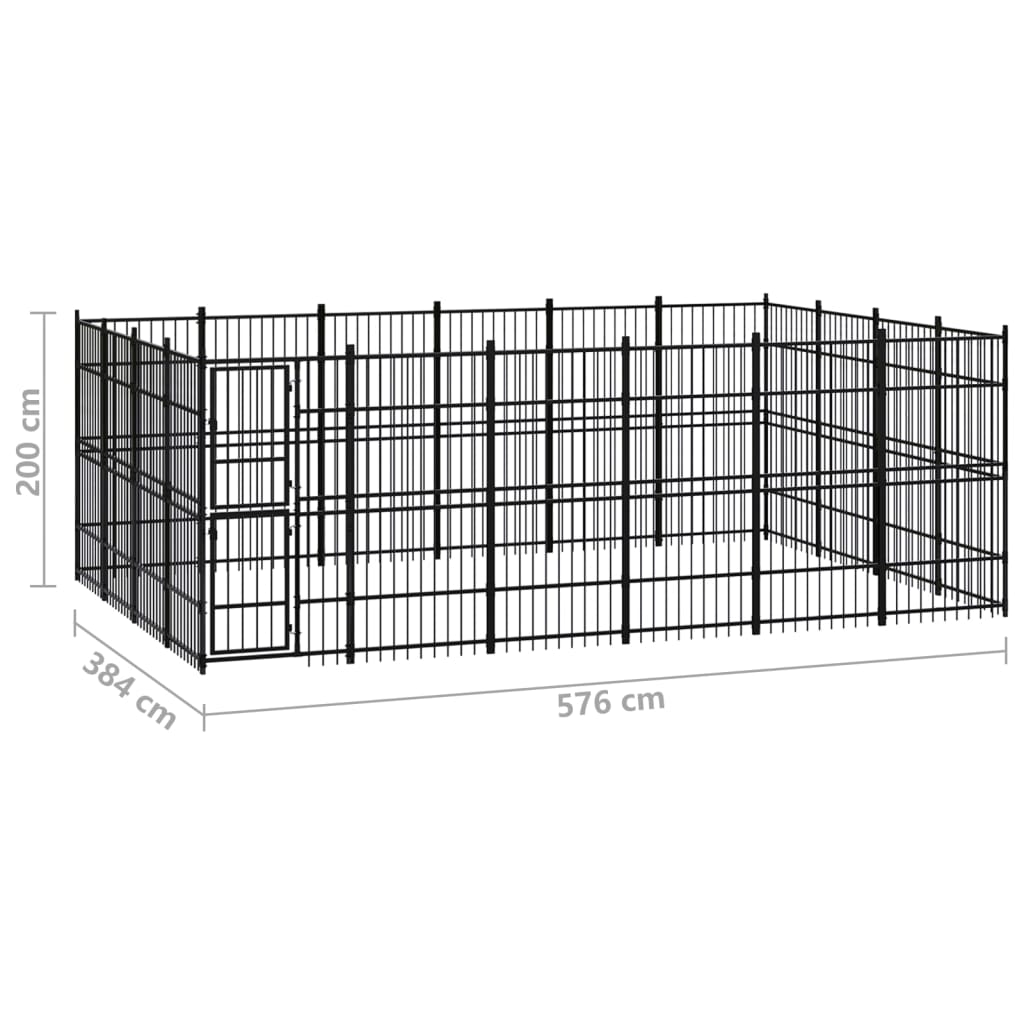 8720286871638_g_en_hd_6 vidaXL Outdoor Dog Kennel Steel 22.12 m² - Image 7