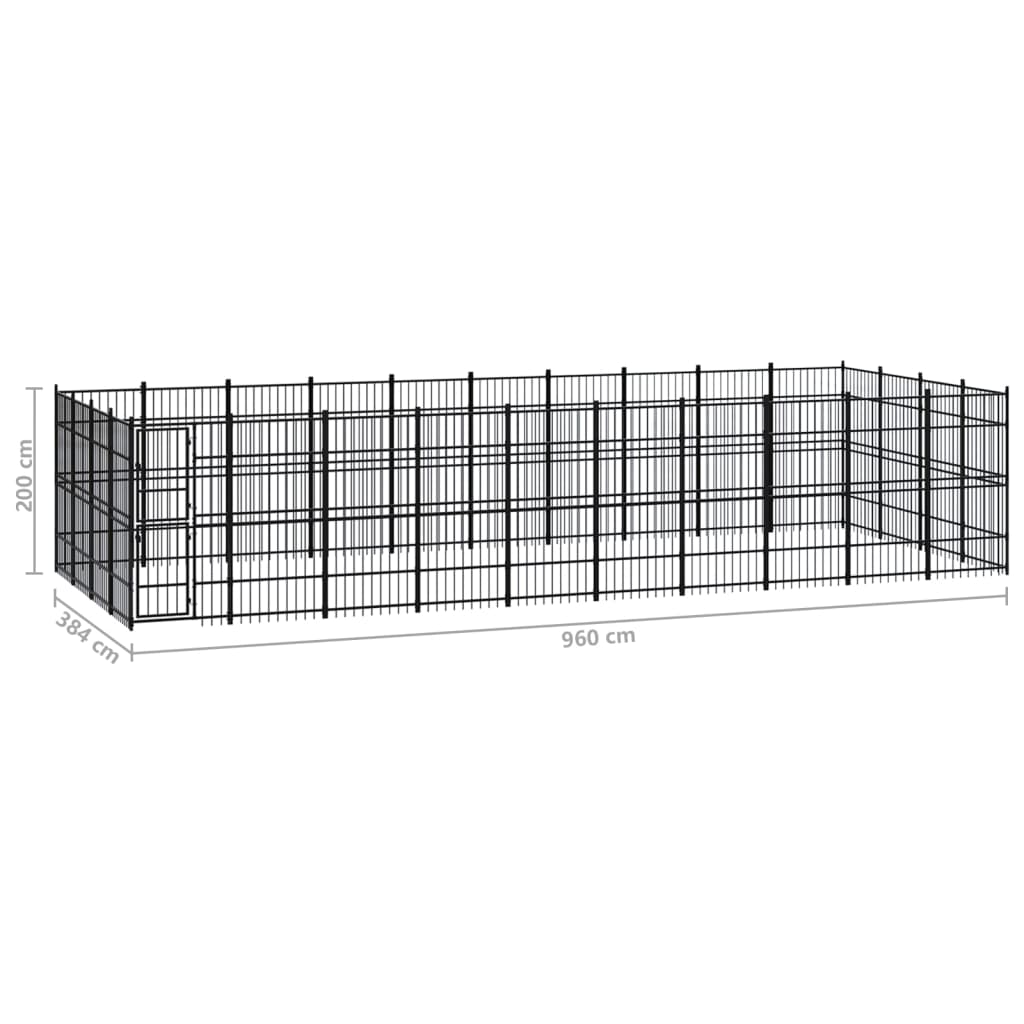 8720286871676_g_en_hd_6 vidaXL Outdoor Dog Kennel Steel 36.86 m² - Image 7