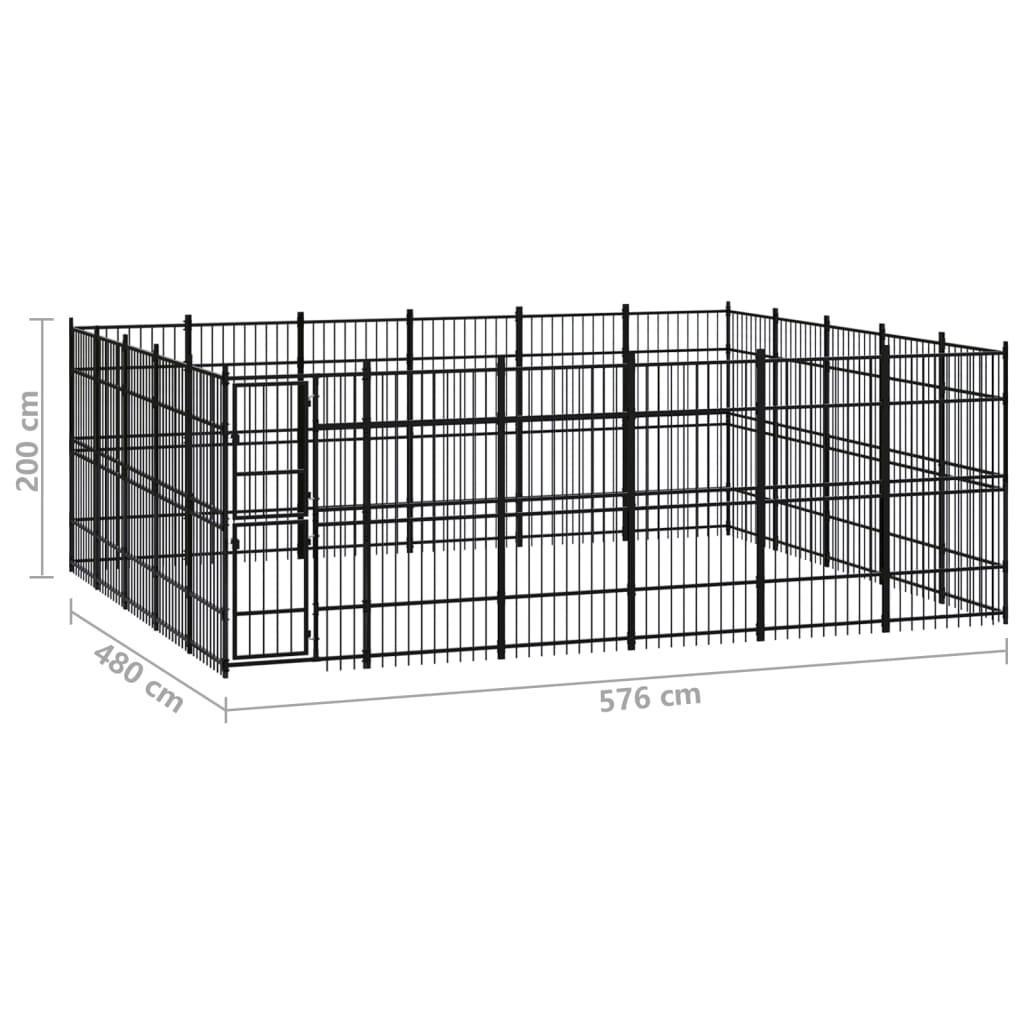 8720286871690_g_en_hd_6 vidaXL Outdoor Dog Kennel Steel 27.65 m² - Image 7