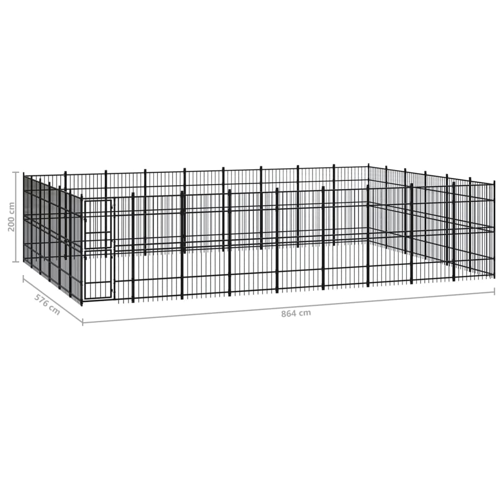 8720286871775_g_en_hd_6 vidaXL Outdoor Dog Kennel Steel 49.77 m² - Image 7