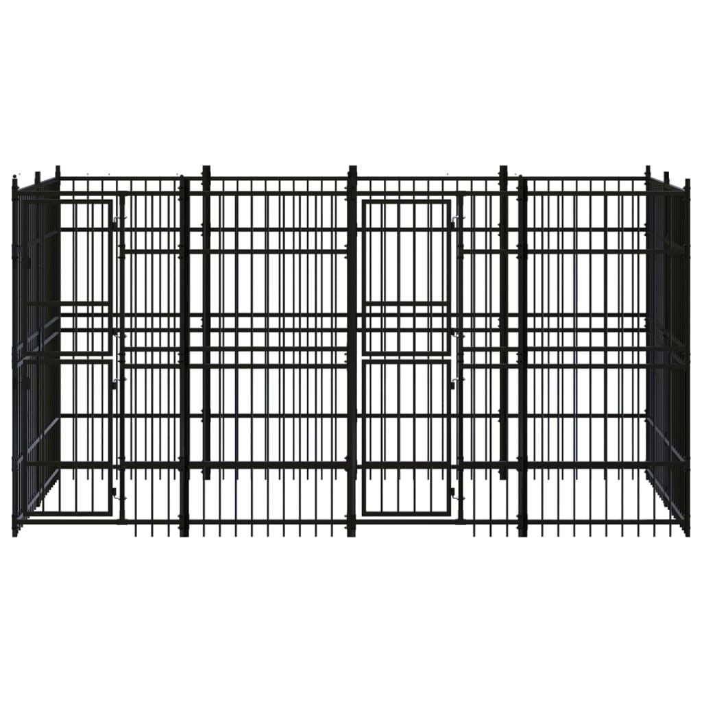 8720286871898_g_en_hd_1 vidaXL Outdoor Dog Kennel Steel 7.37 m² - Image 2