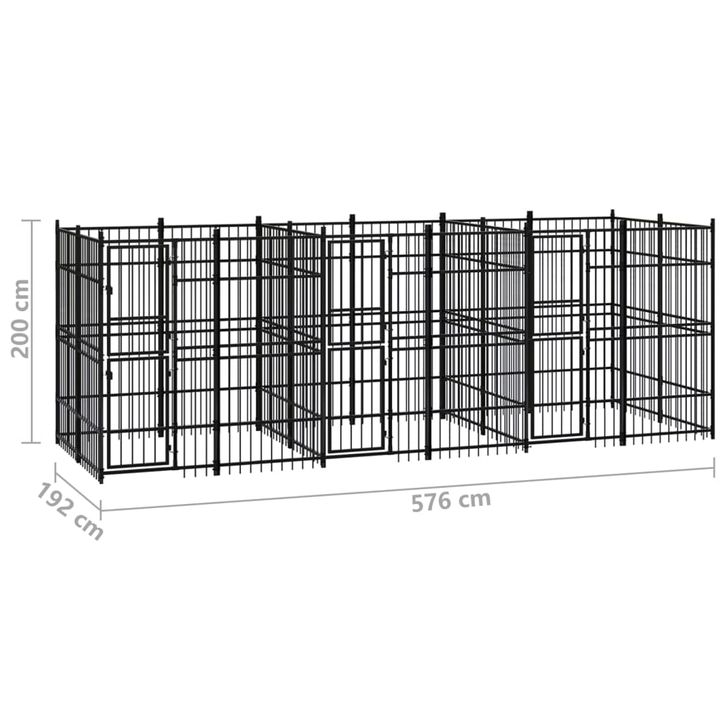 8720286871904_g_en_hd_6 vidaXL Outdoor Dog Kennel Steel 11.06 m² - Image 7