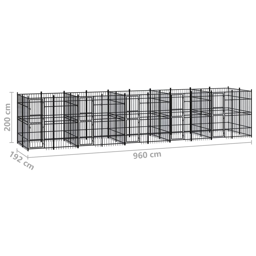 8720286871928_g_en_hd_6 vidaXL Outdoor Dog Kennel Steel 18.43 m² - Image 7