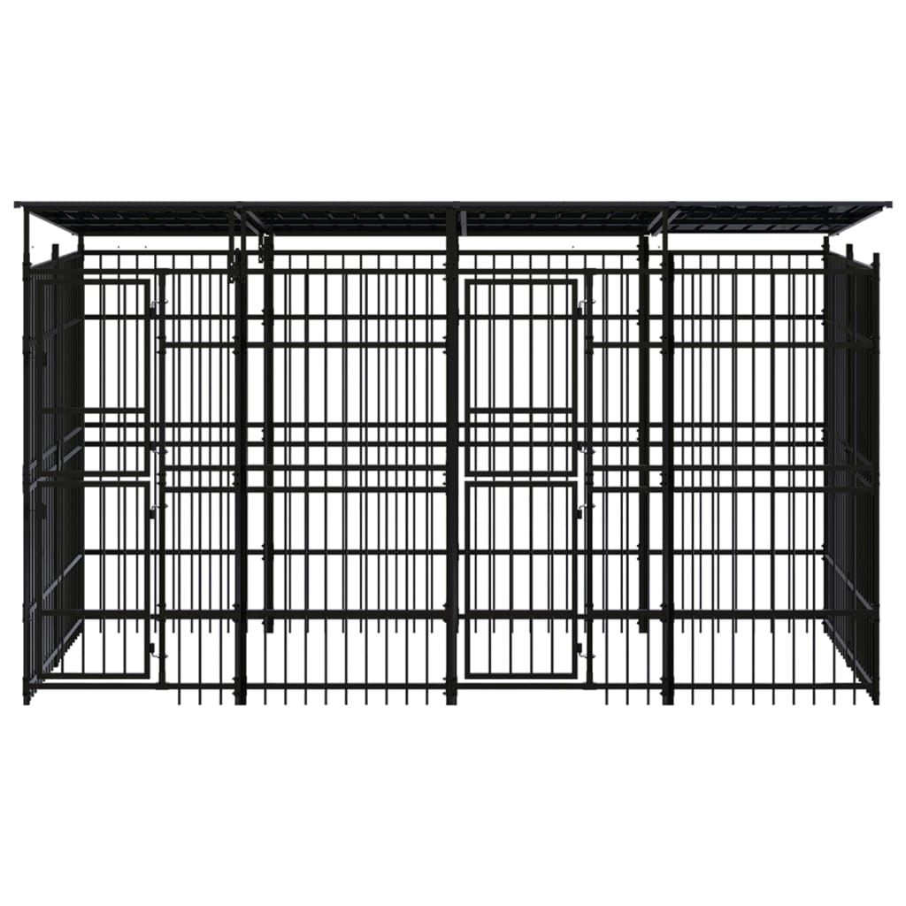 8720286871935_g_en_hd_1 vidaXL Outdoor Dog Kennel with Roof Steel 7.37 m² - Image 2