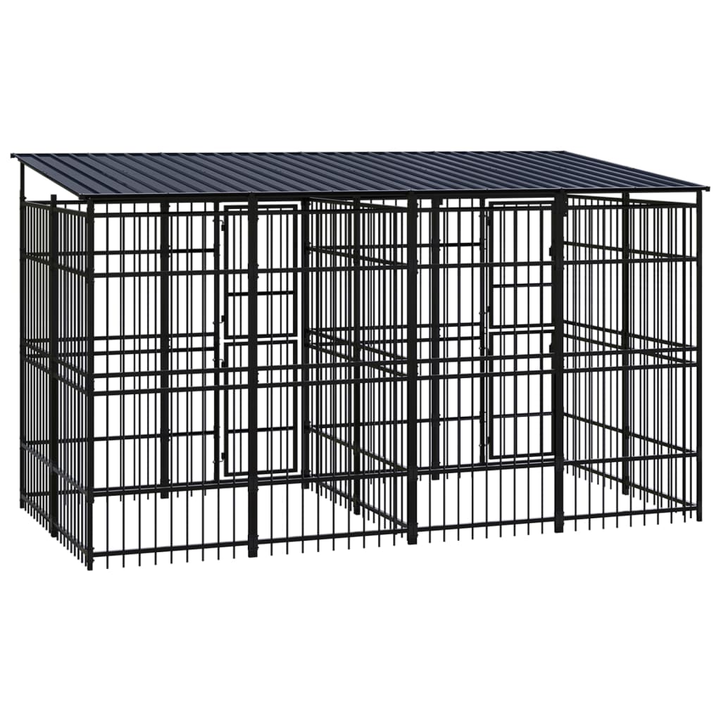 8720286871935_g_en_hd_3 vidaXL Outdoor Dog Kennel with Roof Steel 7.37 m² - Image 4