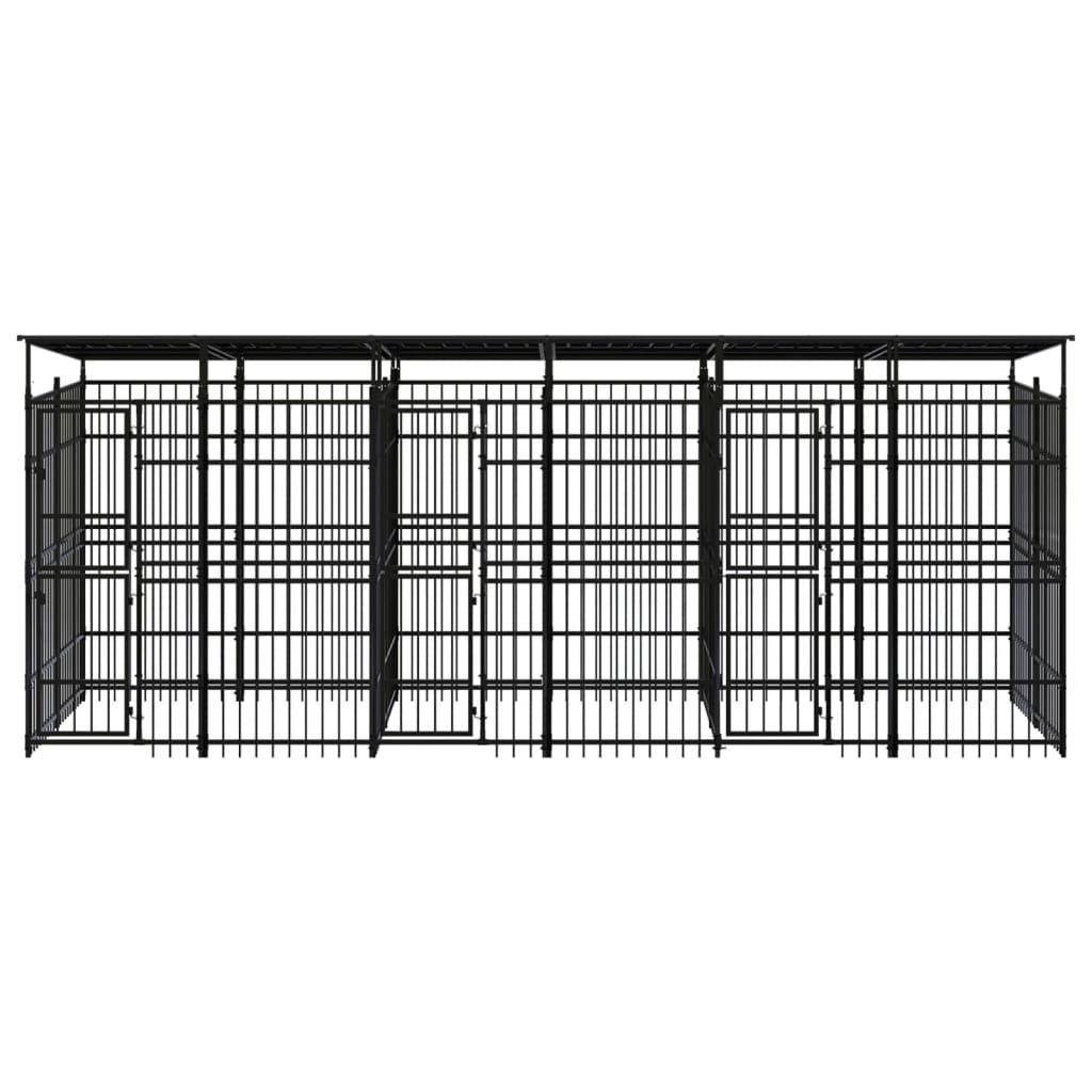 8720286871942_g_en_hd_1 vidaXL Outdoor Dog Kennel with Roof Steel 11.06 m² - Image 2