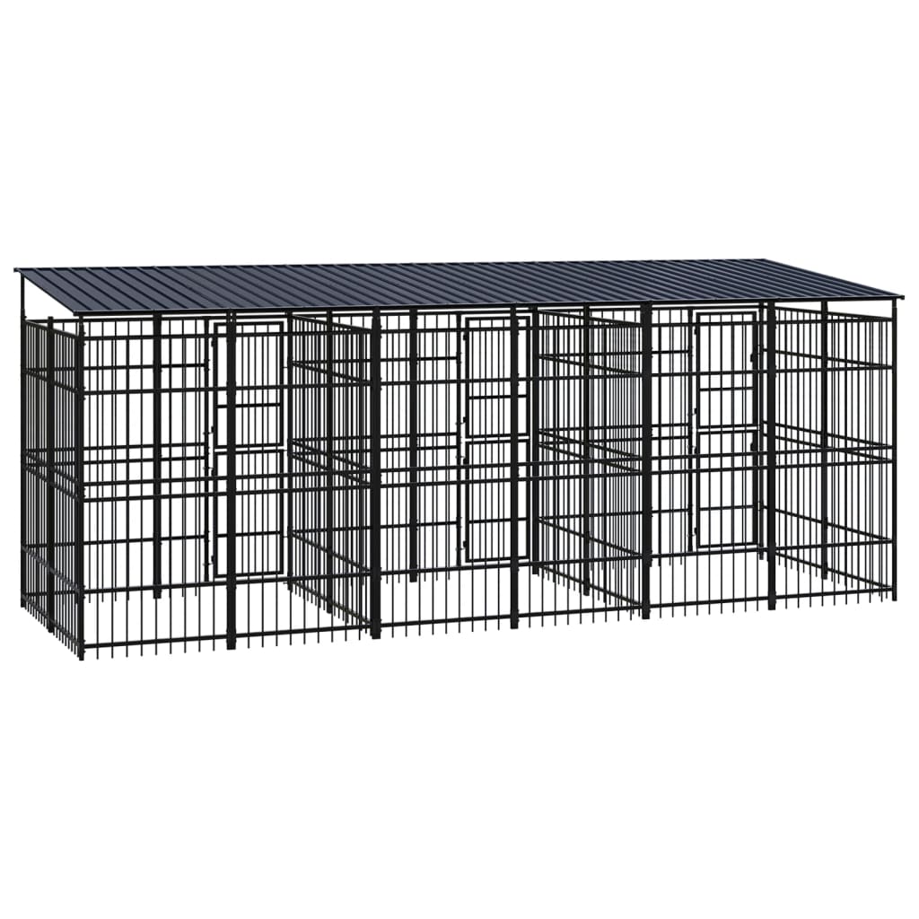 8720286871942_g_en_hd_3 vidaXL Outdoor Dog Kennel with Roof Steel 11.06 m² - Image 4