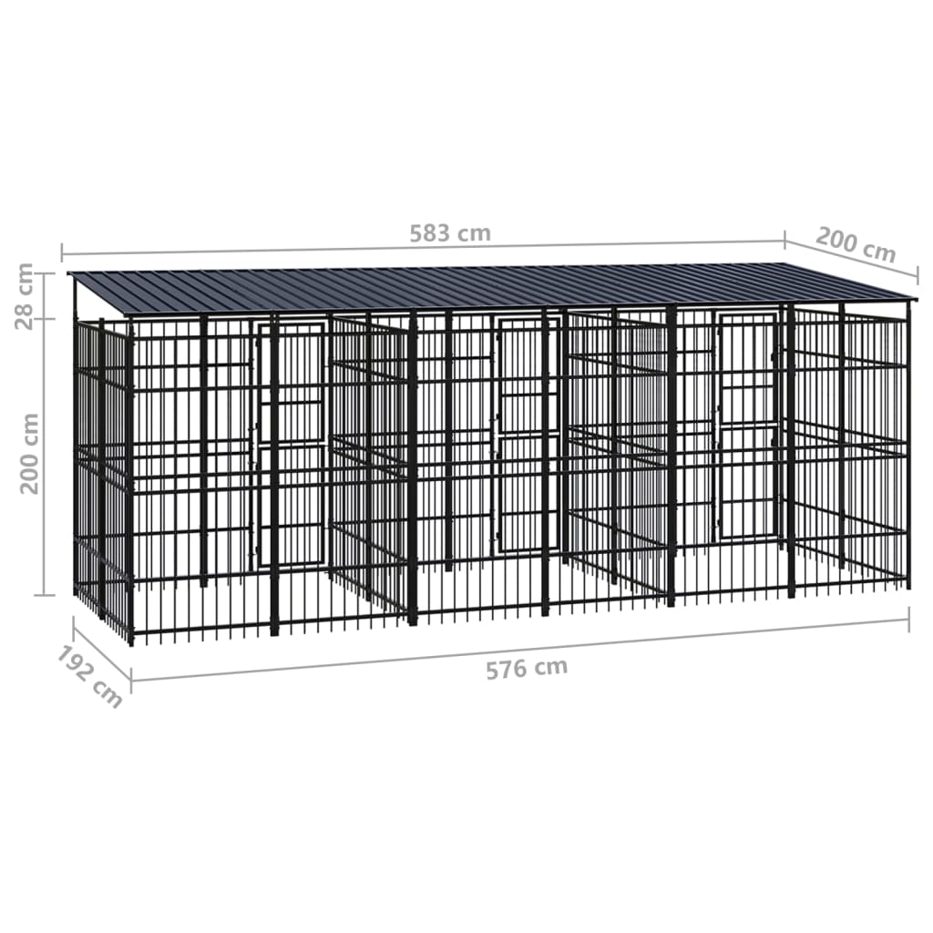 8720286871942_g_en_hd_7 vidaXL Outdoor Dog Kennel with Roof Steel 11.06 m² - Image 8