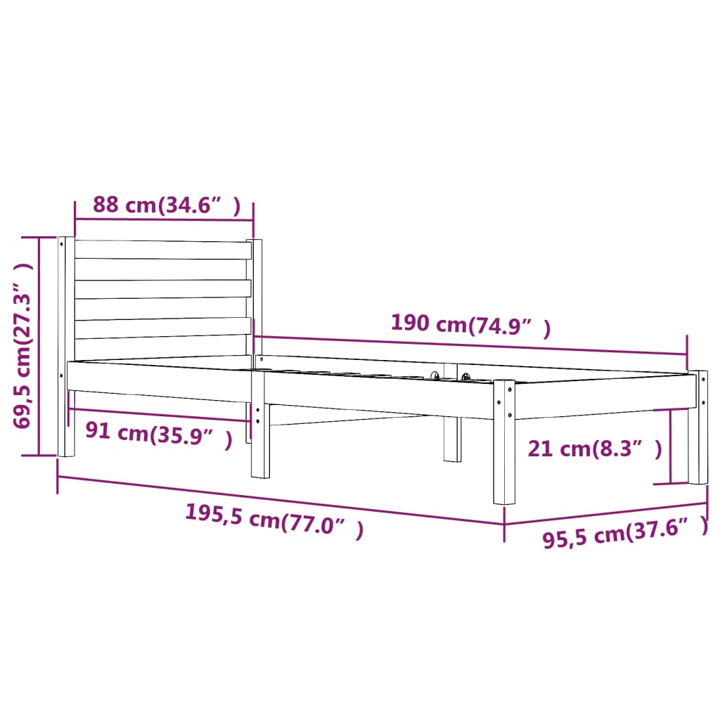 8720286877241_g_en_hd_6 vidaXL Bed Frame without Mattress 90x190 cm White - Image 8