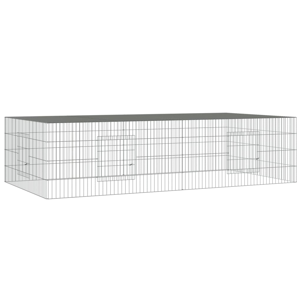 8720286880074_a_en_hd_1 vidaXL 2-Panel Rabbit Cage 220x110x55 cm Galvanised Iron - Image 2