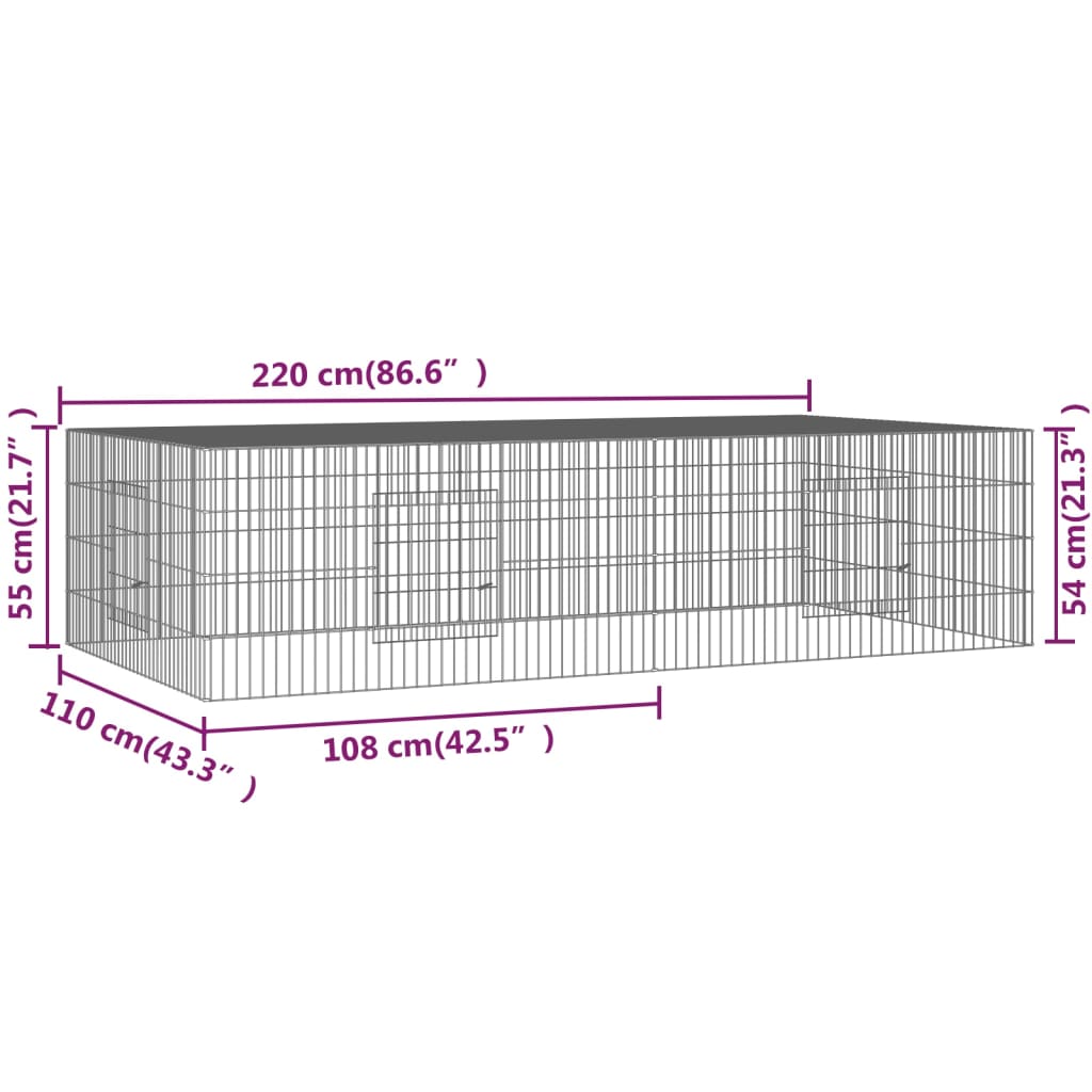 8720286880074_g_en_hd_5 vidaXL 2-Panel Rabbit Cage 220x110x55 cm Galvanised Iron - Image 7