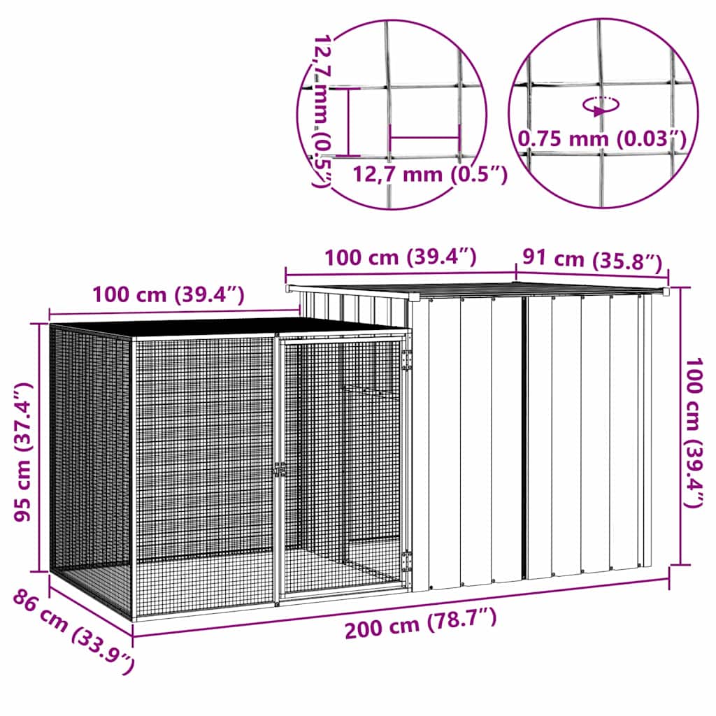 8720286902516_g_en_hd_5 vidaXL Chicken Cage Grey 200x91x100 cm Galvanised Steel - Image 6