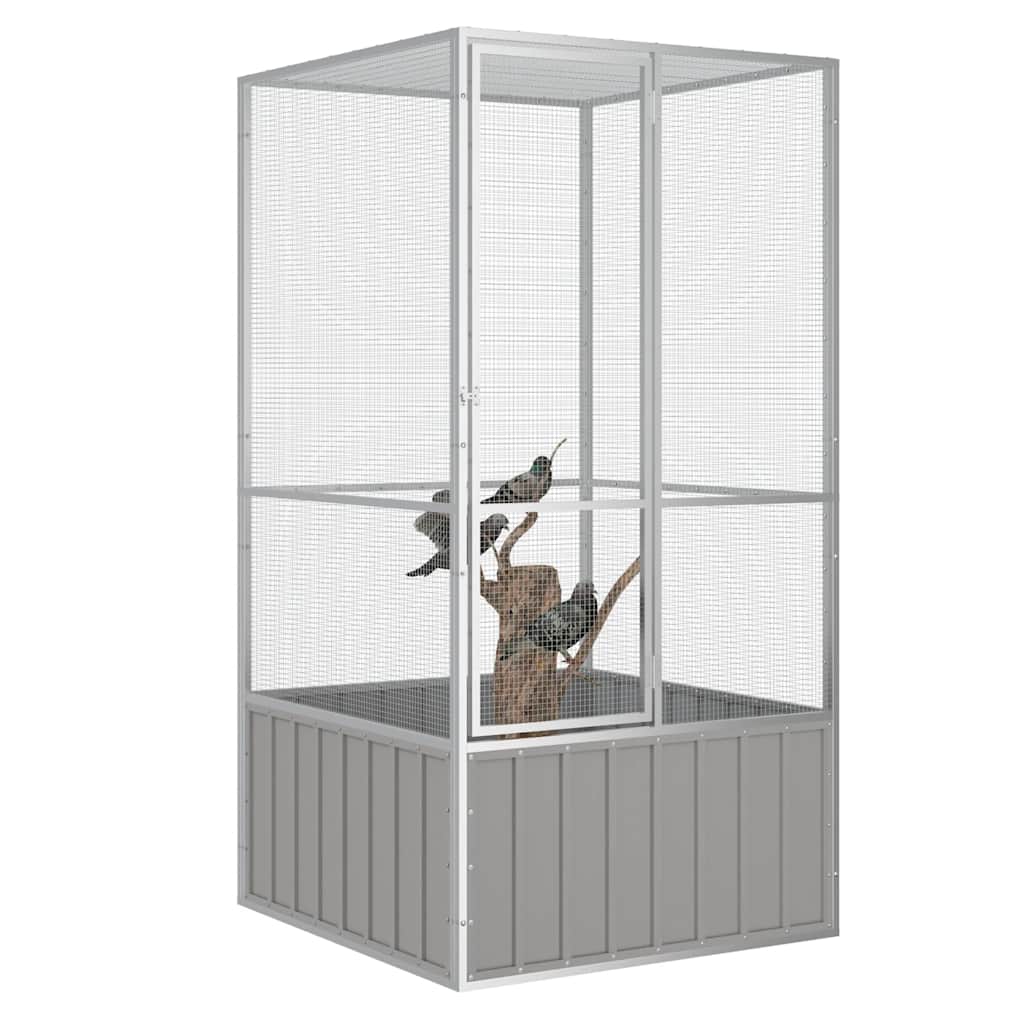 8720286902561_g_en_hd_1 vidaXL Bird Cage Grey 111x107x211.5 cm Galvanised Steel - Image 2