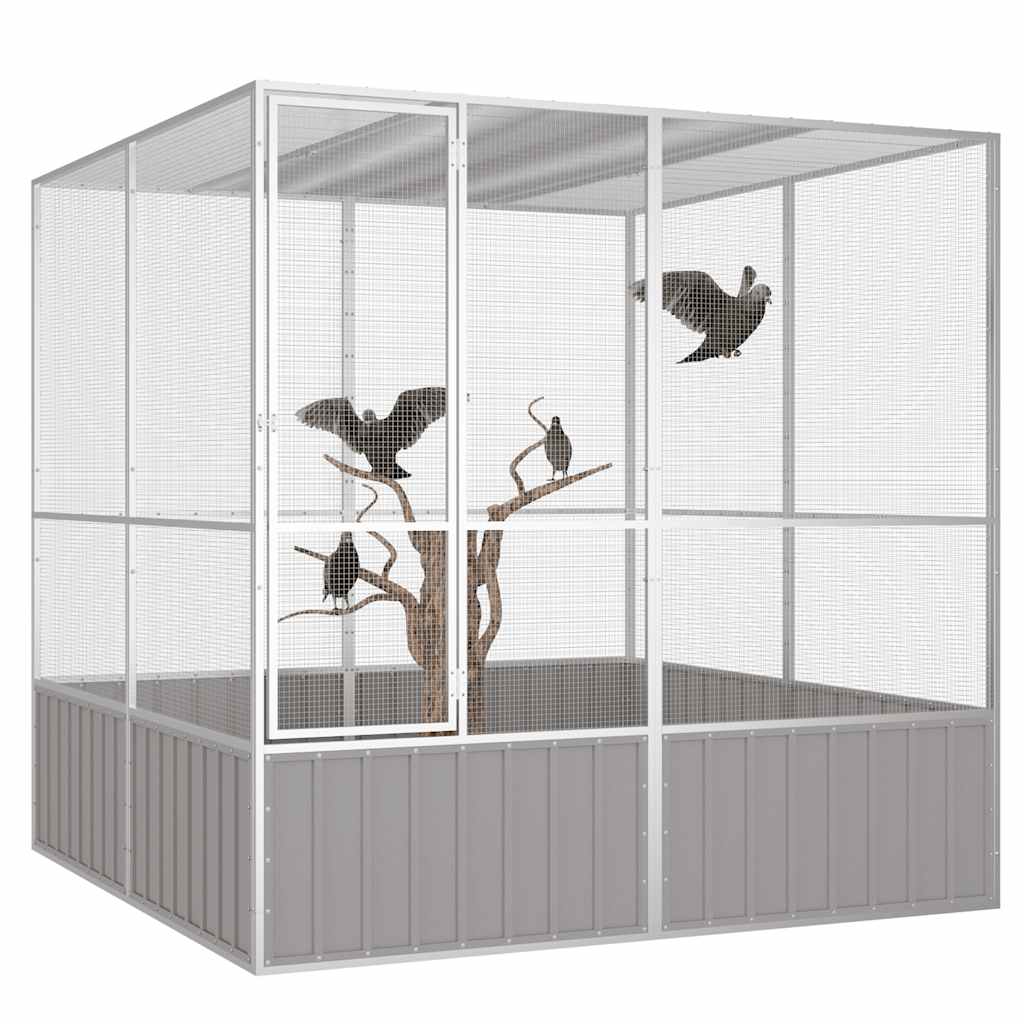 8720286902578_g_en_hd_1 vidaXL Bird Cage Grey 213.5x217.5x211.5 cm Galvanised Steel - Image 2
